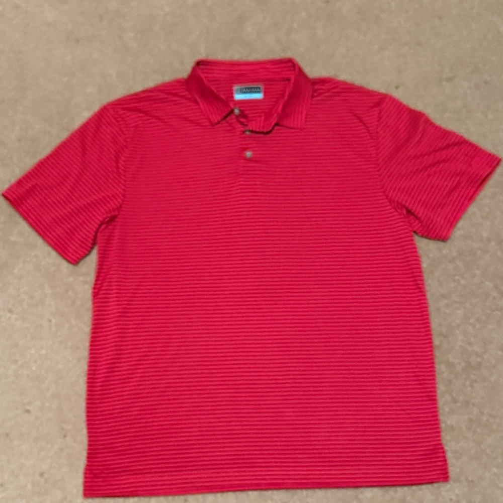 PGA Tour Men's Red Striped Polo Shirt